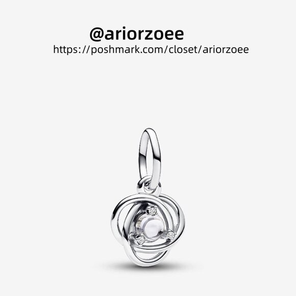 Pandora April Clear Eternity Circle Dangle Charm - Picture 1 of 2